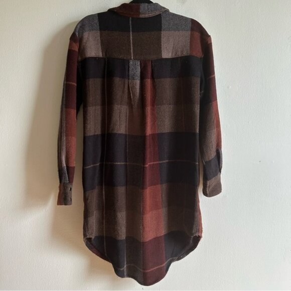 Free People Sz M Street Talk Plaid Button Front Relaxed Shacket Jacket - Picture 7 of 13